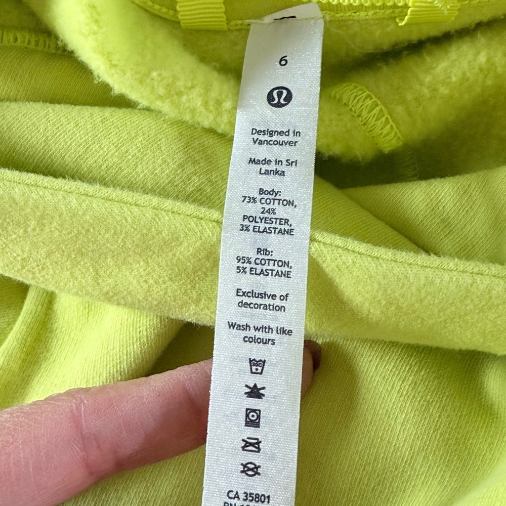 Lululemon Loungeful Cropped Hoodie Womens 6 Electric Lemon Activewear Athleisure - Picture 5 of 9